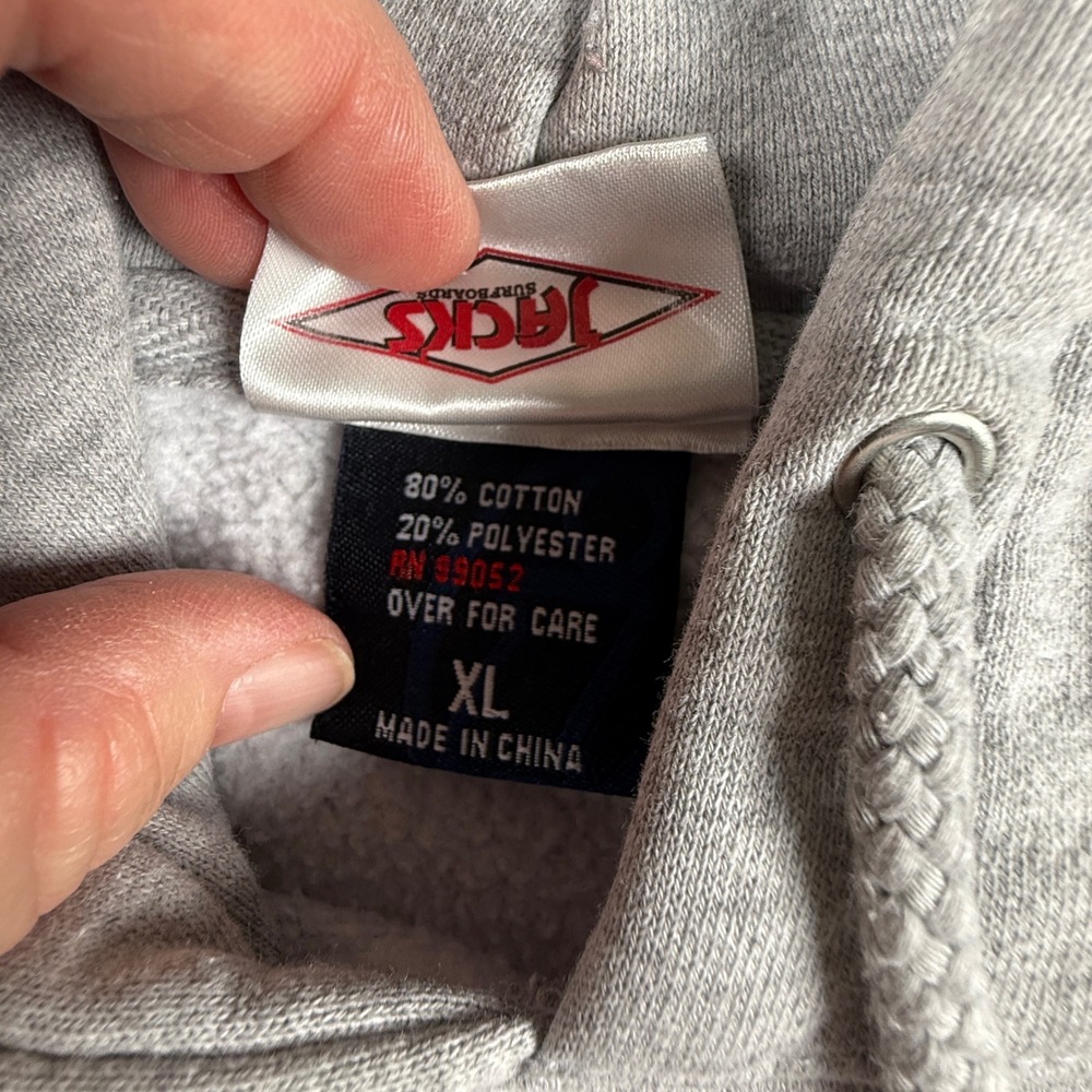 Jacks Surfboards Mens XL Gray Graphic Pullover Hoodie Surf Skate Heather Gray - Picture 6 of 8